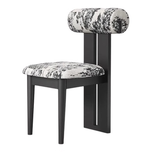 中古风实木餐椅家用法式复古靠背椅子餐厅餐桌椅轻奢化妆河马椅凳