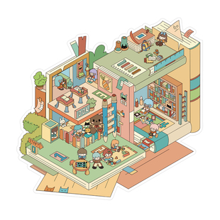 蜗居物语造景贴纸艺蓝小号新系列可爱卡通微缩场景3D立体小屋贴画手帐手工diy玩具女孩打发时间新年礼物