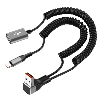 弯头盲插usb弹簧一分二母头usb/c