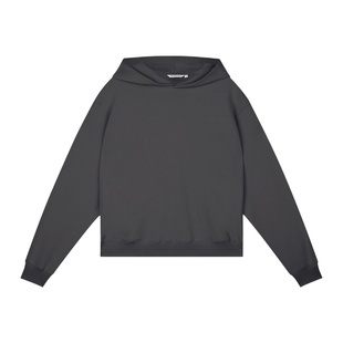 WassupHouse 宽松短宽印花插袋连帽卫衣情侣装美式复古休闲上衣男