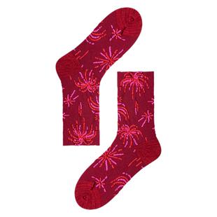AR浮雕烟花中筒袜女亮光丝马年好运袜红色本命年新年2026送礼礼物