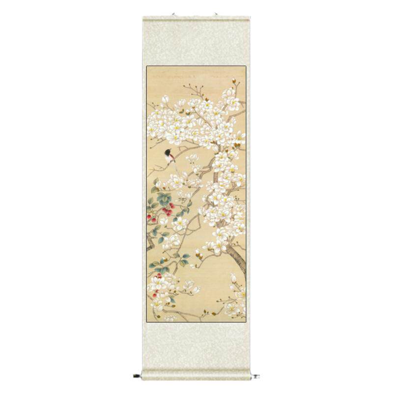 国画花鸟画玉兰四条屏茶楼古典装饰背景挂画风水名家壁画卷轴字画
