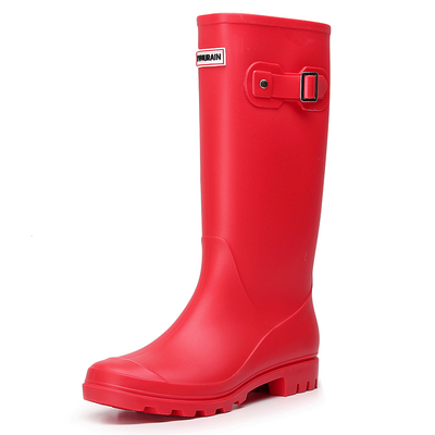 户外防水防滑休闲高筒红色雨鞋