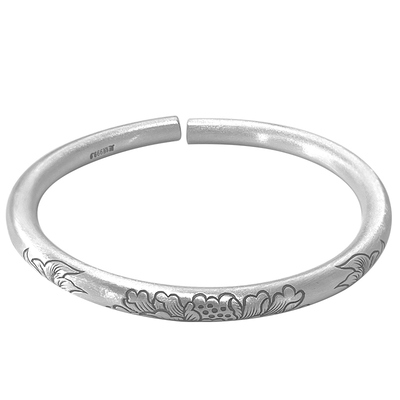 9999纯银古法手镯小众实心银饰品