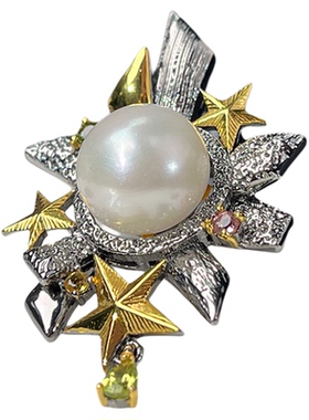 吕如曼925银五星珍珠轻奢女2025新款送女朋友礼物银镶胸针吊坠