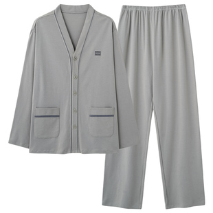 芬腾可安男士睡衣男款秋春季纯棉布料100全棉长袖大码家居服冬天