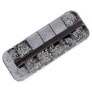 美甲混装饰品12格平底异形钻珍珠迷你锆石爆闪冰透马眼钻指甲配饰