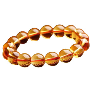 收藏级全净体黄水晶手链男女款水晶手串琉璃仿橘黄色紫水晶黑曜石