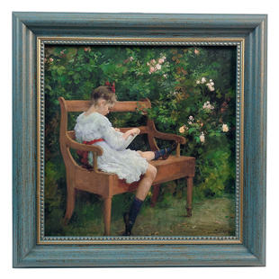 美法式小众油画读书装饰画挂画客厅卧室玄关桌面摆件复古方形相框