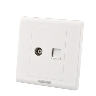 国际电工家用86型雅白色TV电视有线网络网线面板连体电视电脑插座