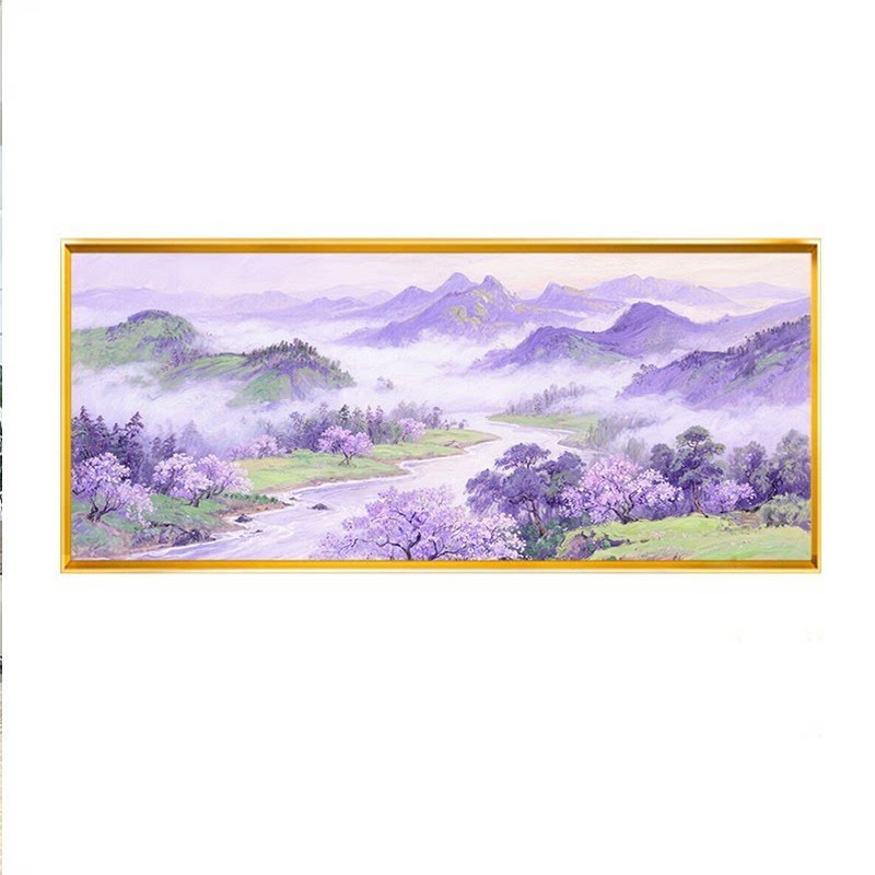 紫气东来满绣十字绣山水风景大画客厅高级感2026新款线绣横板全绣