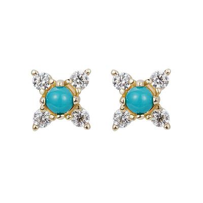 AIR-HORIZON绿松石10K金耳钉