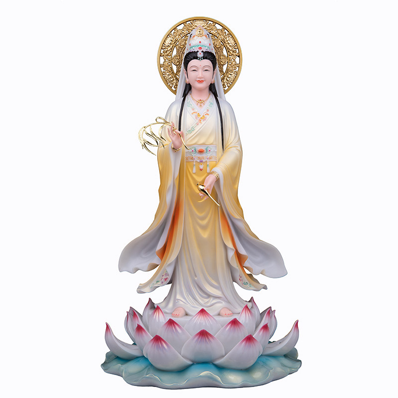 南海观音像汉白玉摆件家用供棒