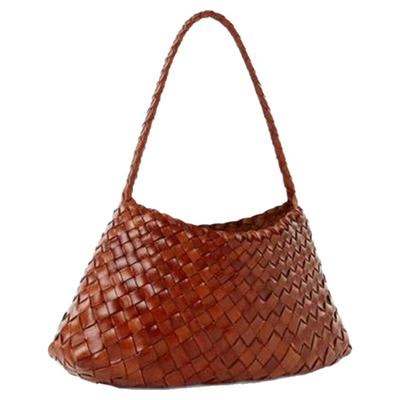 头层牛皮编织包腋下包8943