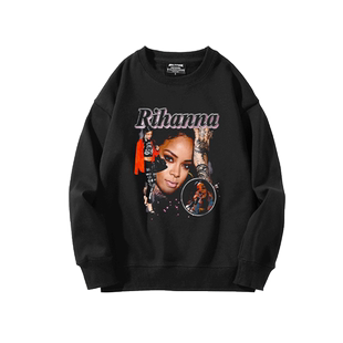 蕾哈娜RIHANNA VINTAGE RAP周边圆领卫衣男嘻哈说唱外套