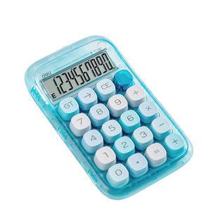 得力计算器透明高颜值女神款小巧多功能办公室计算器机械按键可爱网红款算账用ins办公会计专用多功能商用