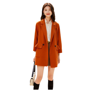 乔妮塔女装2025秋冬季新款羊毛中长款双面呢子大衣宽松零羊绒外套