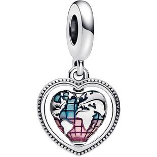 Pandora潘多拉奥莱亲情无国界旋转心形吊饰925银礼物