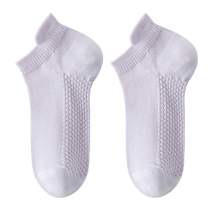 薄袜子女款夏季纯棉按摩底网眼短袜提耳不掉跟运动袜护脚踝无骨袜