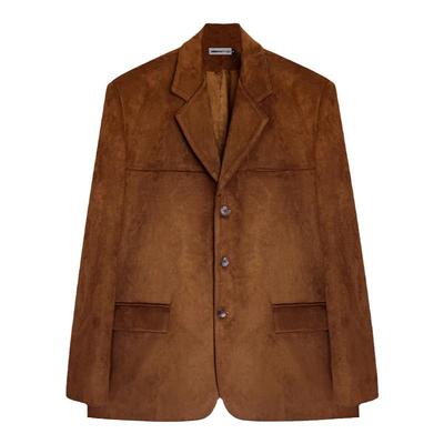 TRENDYWU麂皮绒复合肩西服外套