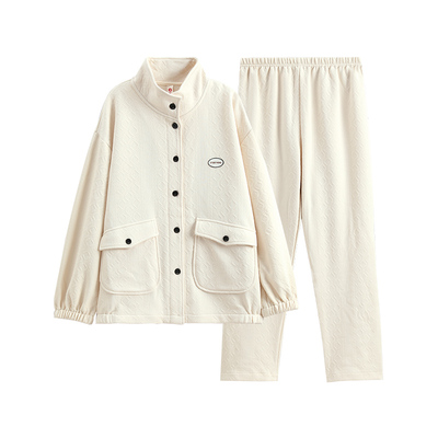 芬腾情侣睡衣秋冬空气棉夹层长袖