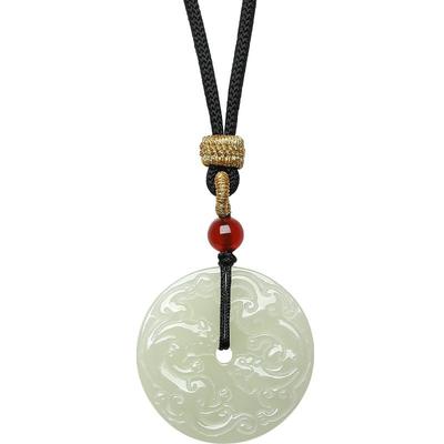 六桂福双龙玉碧和田玉吊坠