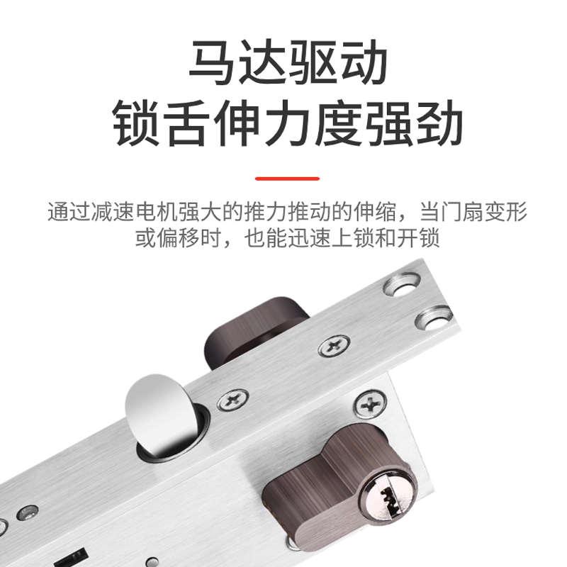 双门电插锁双锁舌静音电控插销锁断电上锁带钥匙开锁电机马达驱动