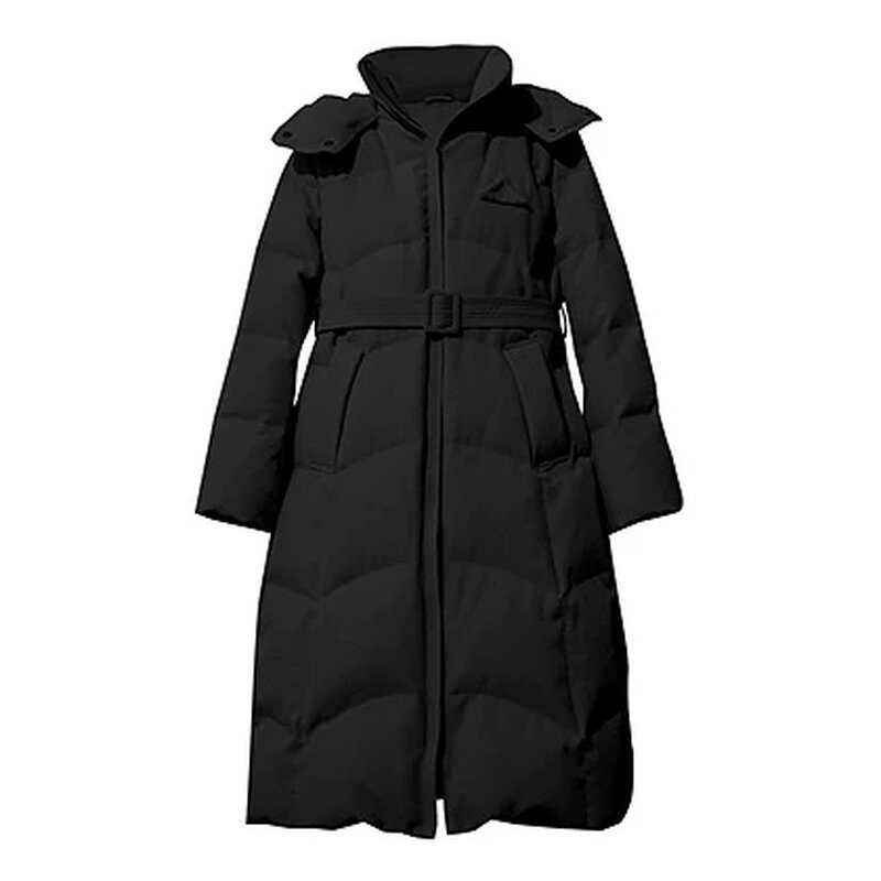 极简通勤连帽腰带显瘦保暖羽绒服