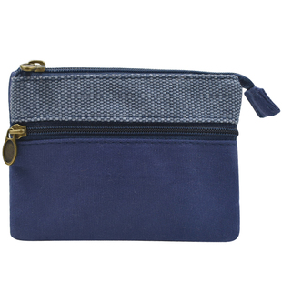 帆布多层小钱包简约新款复古布艺迷你小包包拉链零钱包卡包钥匙包