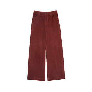 2025新款灯芯绒裤子纯棉条绒阔腿裤女款瑞雪红直筒裤大长腿休闲裤