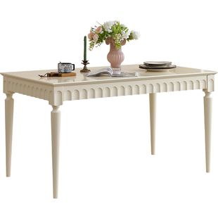 美式实木餐桌椅子组合奶油风小户型家用现代简约轻奢高级感饭桌子