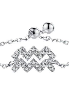 MODIAN新款纯银简约微镶波浪戒指小众时尚个性ins热销可调节指环