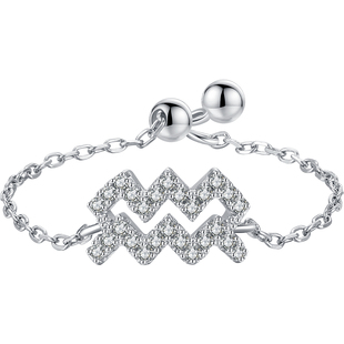 MODIAN新款纯银简约微镶波浪戒指小众时尚个性ins热销可调节指环