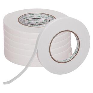 得力双面胶高粘度强力固定手账胶条学生儿童手工强粘不留痕办公文具用品超薄半透明白色热熔纸双面胶带无痕胶