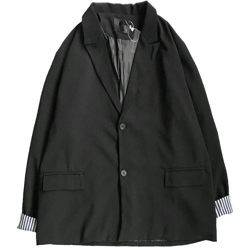 上野 秋季新款西装外套男ins制服黑色oversize宽松休闲西服
