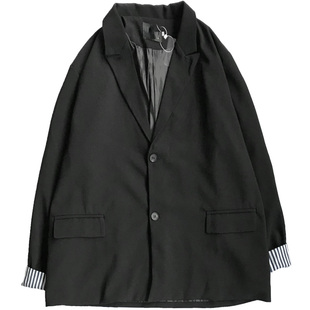 上野 秋季新款西装外套男ins制服黑色oversize宽松休闲西服