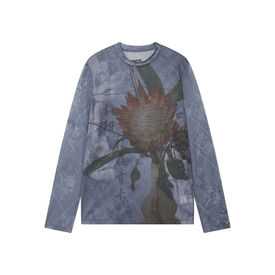 物理少年花卉印花长袖皮肤衣