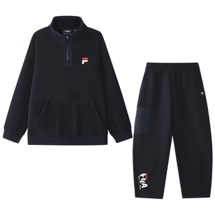 【套装】FILA斐乐儿童卫衣卫裤2026春季新款男女中大童休闲两件套