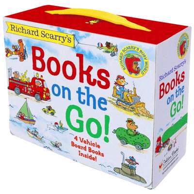 华研原版 Richard Scarry’s Books on the Go斯凯瑞奇妙的交通工具礼盒装4册 英文原版纸板书卡车汽车飞机轮船 进口儿童认知绘本