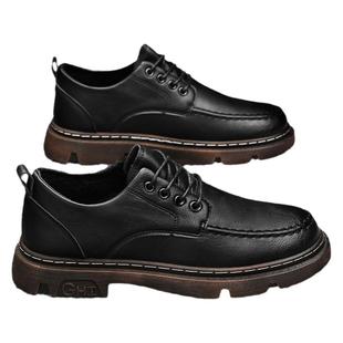 男鞋冬季英伦商务正装男士休闲皮鞋黑色上班新郎结婚增高大头潮鞋