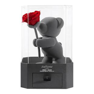 Joyflower小熊憨憨永生真花玫瑰花束生日礼物女神节送女生朋友