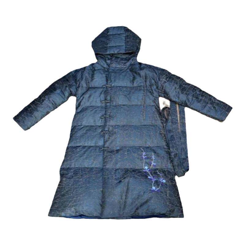 复古桑蚕丝中长纯手工羽绒服