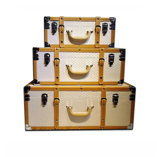 样板房间米白色收纳手提箱皮质家居软装衣帽间收纳整理箱装饰皮箱