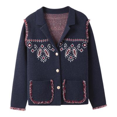 羚荌渼西装重工提花加厚女外套