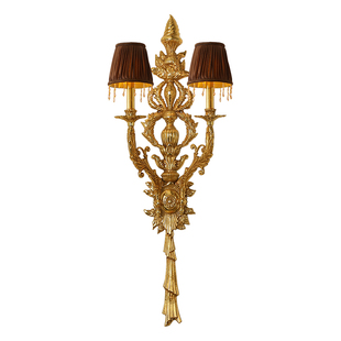 欧式全铜复古壁灯法式客厅高档大型走廊玄关双头创意过道别墅墙灯