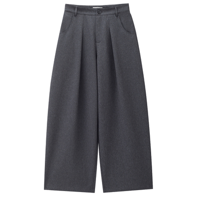 高腰西装佐丹奴长裤压褶休闲裤