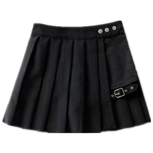 朋克风女装暗黑系性感腿环裙 百褶裙 短裙夏学院半身裙子女潮短裙