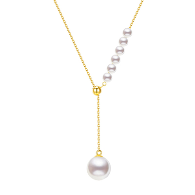 香港18k金y型年轻款天然淡水珍珠