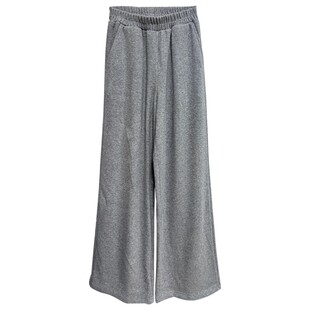 加长糯米针织咖色阔腿裤女秋冬加绒加厚休闲裤梨形报恩裤拖地裤