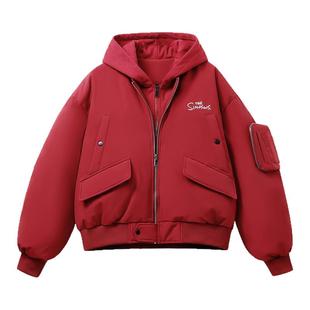 辛普森一家羽绒服冬季新款东北零下外套男款宽松工装飞行夹克女